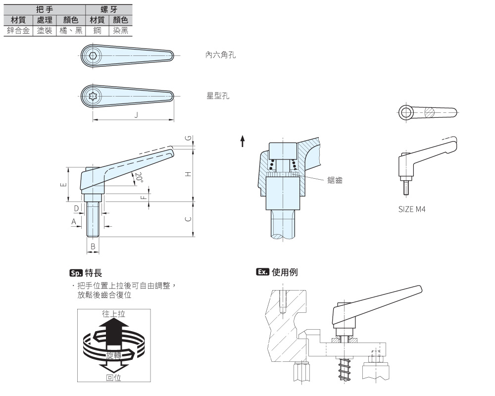 24400 調整式把手(鋅合金安全型)規格、品號、產品說明｜伍全企業